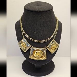 Goldtone Multistrand Abalone Necklace